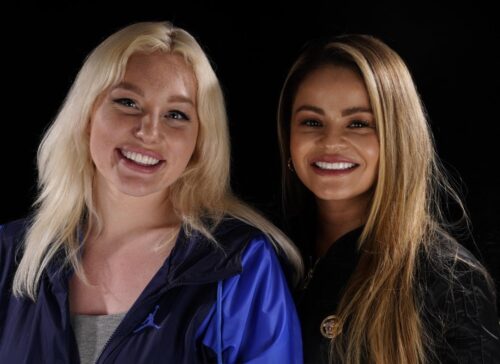 Dr. Yasmín Escudero with a happy international patient after veneers treatment in Medellín, Colombia.